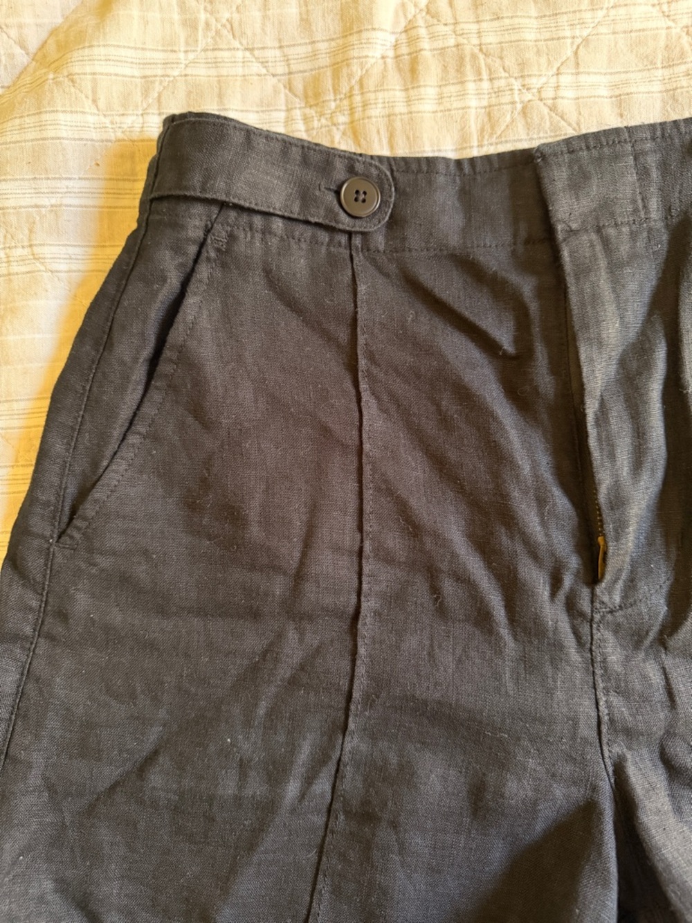 NWOT Madewell Black Linen Trouser Shorts - Picture 2 of 6